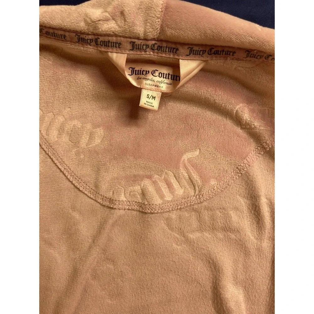 Womens Juicy Couture Pink Logo Bath Robe W Tie Size‎ Small Medium Adjustable S/M